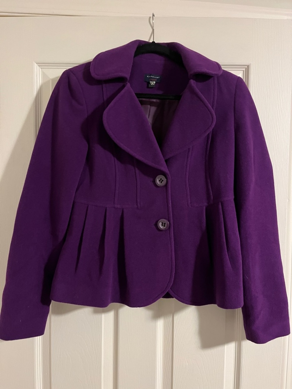 Kensie Deep Purple Peplum Wool-Blend Jacket